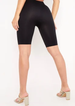 Store Aubree Black Ribbed Seamless Cycling Shorts Women Shorts