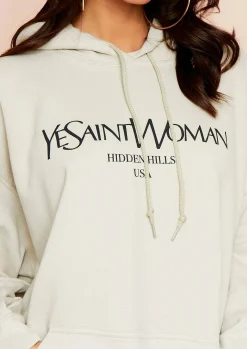 Ava Sand Woman Slogan Oversized Hoodie^Missy Empire Clearance