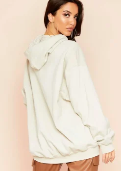 Ava Sand Woman Slogan Oversized Hoodie^Missy Empire Clearance