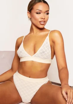 Discount Aviana Pink Embroidered Mesh Tape Triangle Bra Women Lingerie