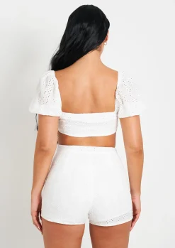 Azariah White Broidery Crop Top^Missy Empire Best Sale
