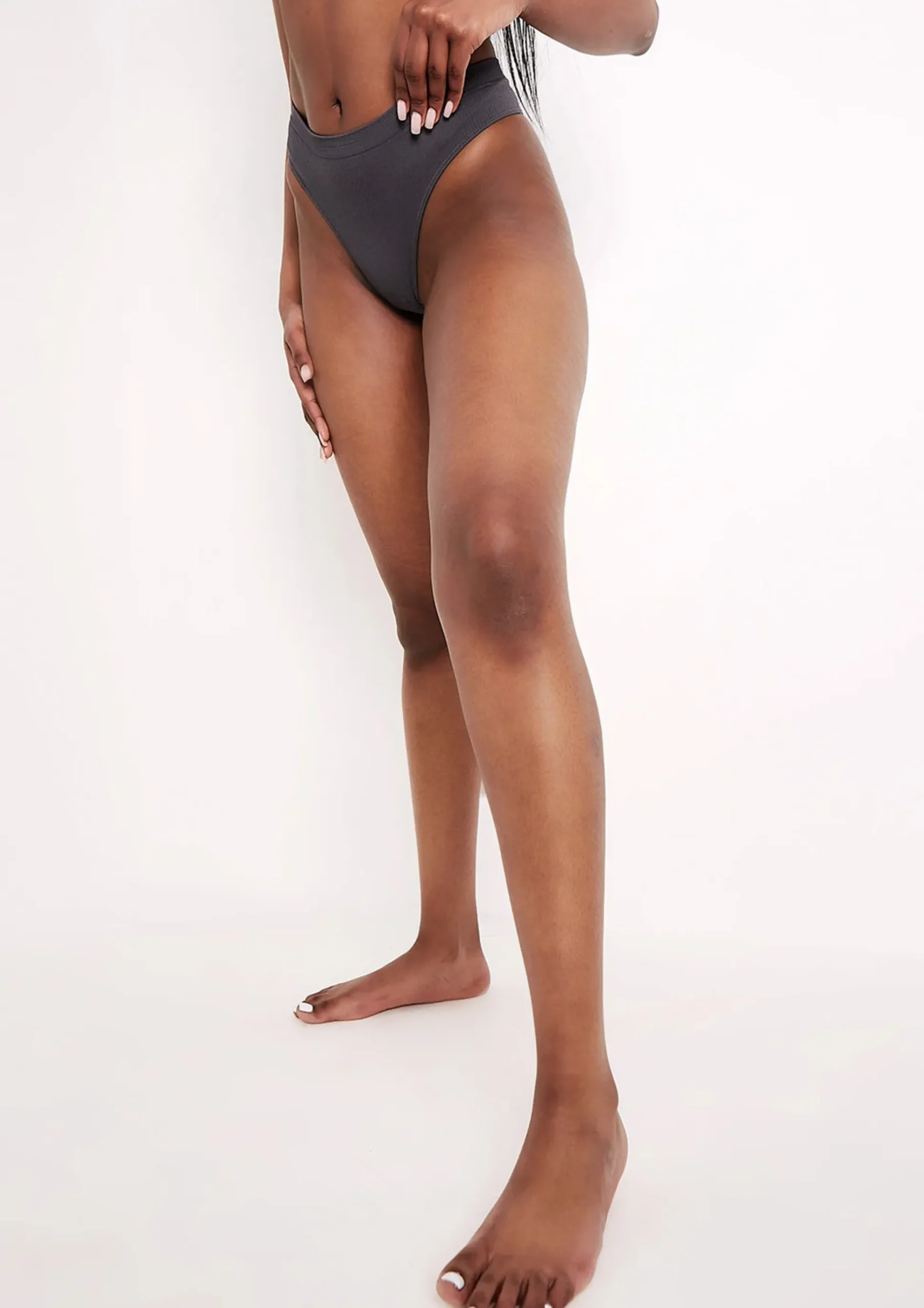 Outlet Bella Charcoal Seamless Ribbed Thong Women Seamless & Shapewear