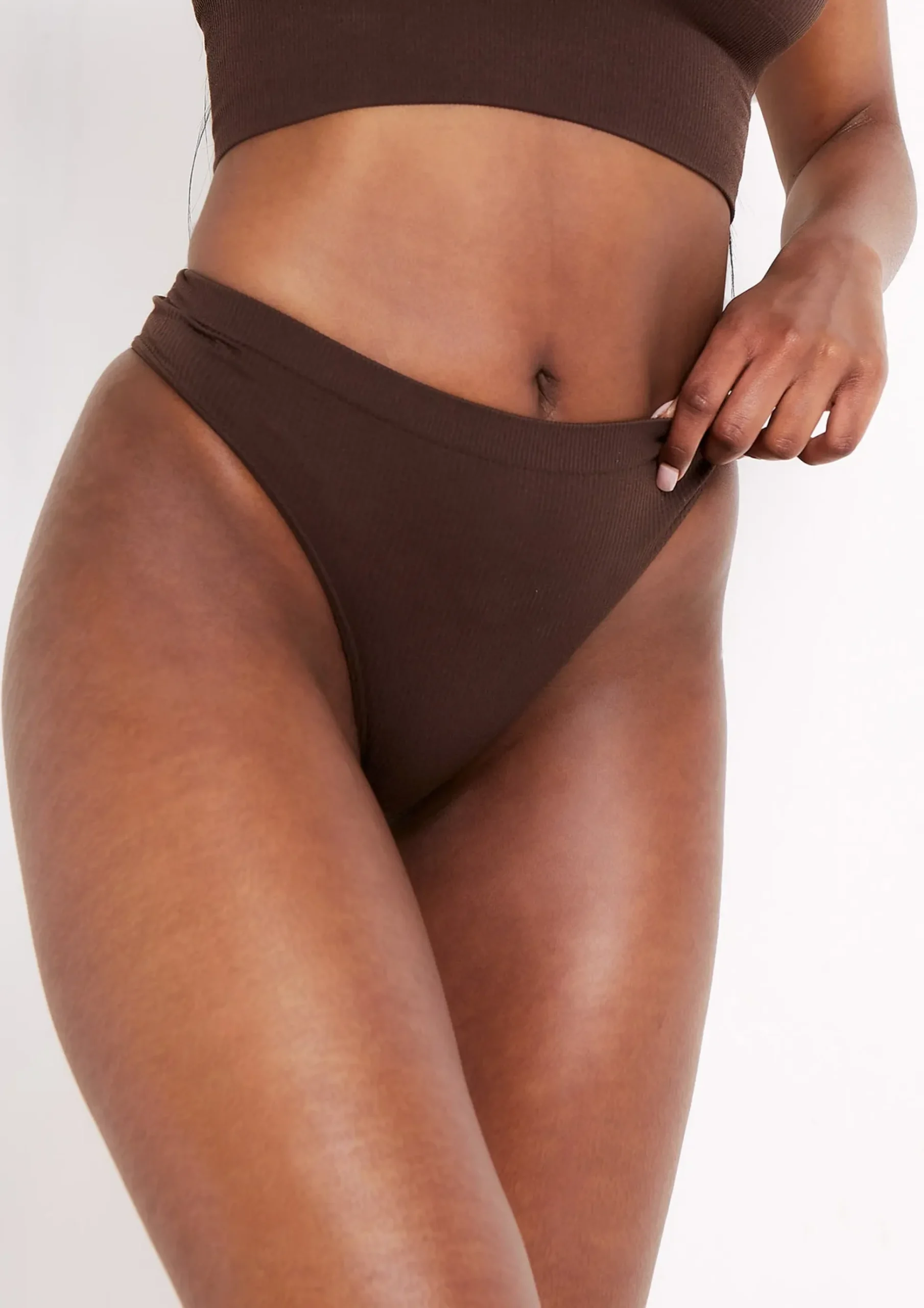 Online Bella Chocolate Seamless Ribbed Thong Women Seamless & Shapewear