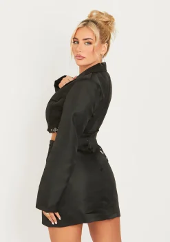 Bella Black Wrap Detail Utility Cropped Blazer^Missy Empire Outlet