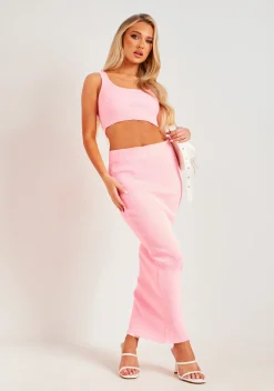 Bella Pink Rib Knit Bralet^Missy Empire Discount