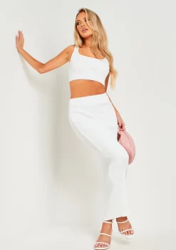 Bella White Rib Knit Bralet^Missy Empire Sale