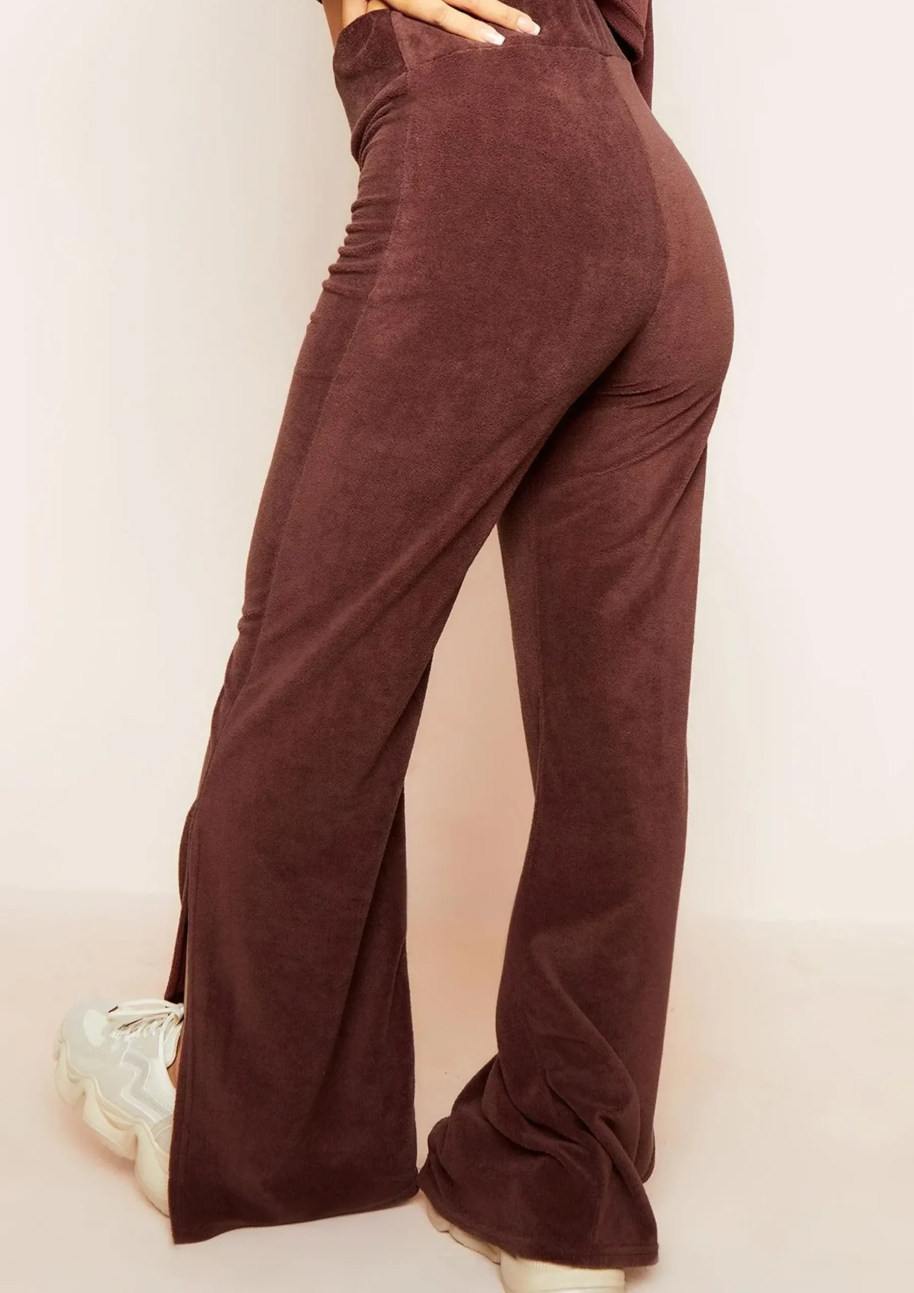 Best Belle Chocolate Velour Split Hem Joggers Women Tracksuits