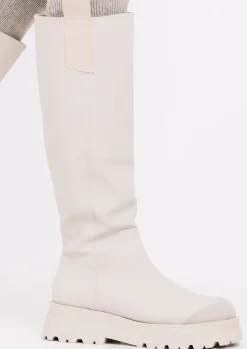 Outlet Beth Beige Knee High Wellie Boots Women Boots