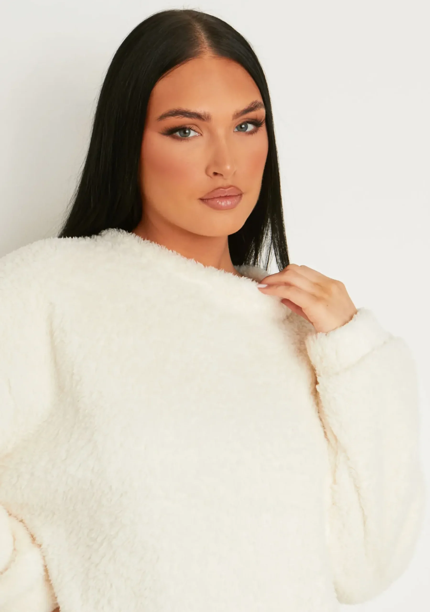 Cheap Bethany Cream Fluffy Borg V Back Jumper Dress Women Nightwear
