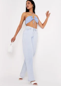 Bexli Blue Cross Strap Ruched Bralet^Missy Empire Online