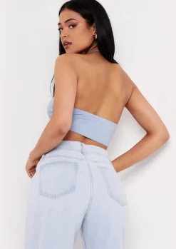Bexli Blue Cross Strap Ruched Bralet^Missy Empire Online