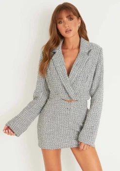 Blair Black Tweed Tailored Cropped Blazer^Missy Empire Shop