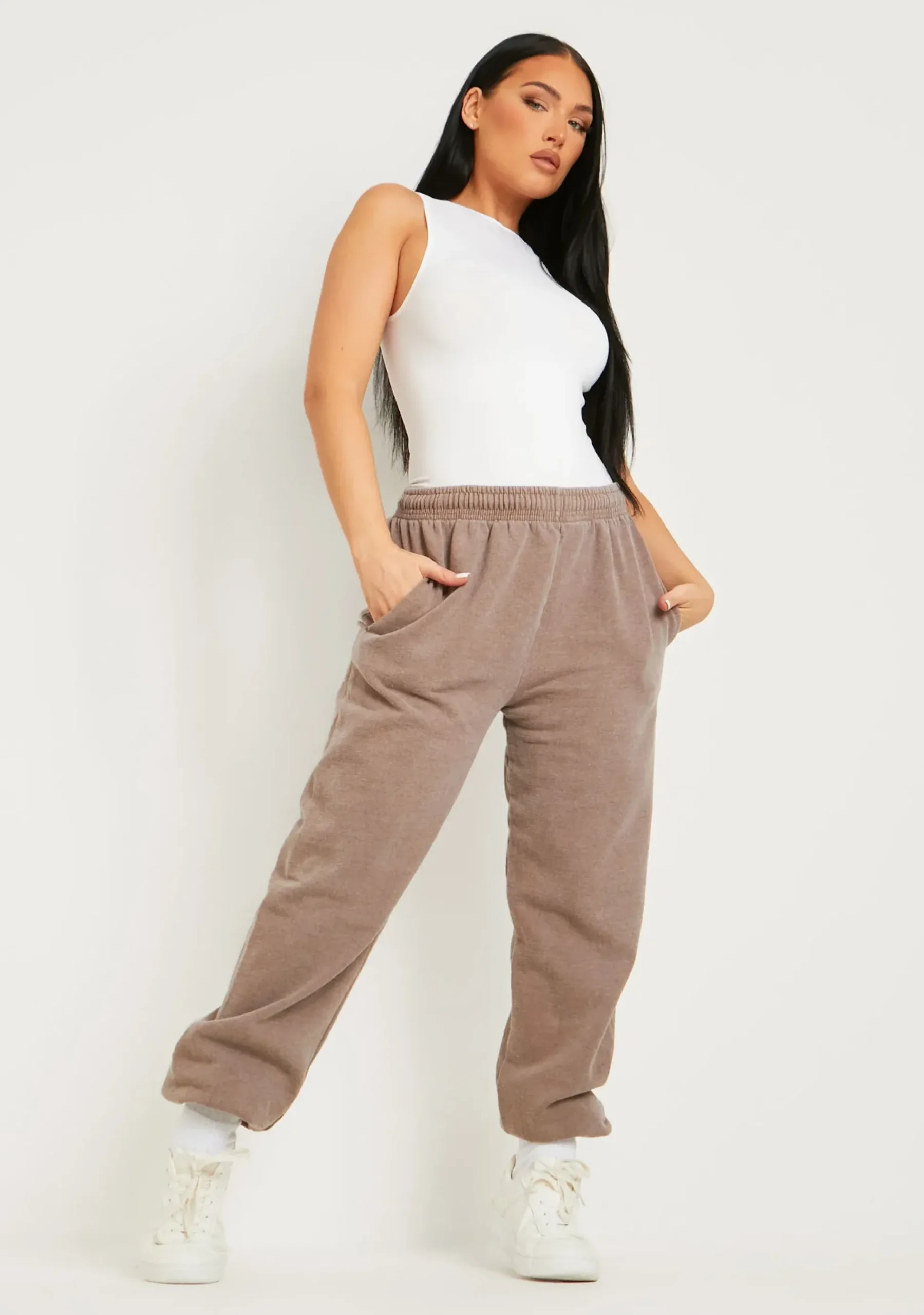 Best Blake Mocha Washed Casual Joggers Women Tracksuits