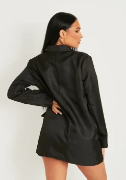 Outlet Bri Black Tailored Pocket Detail Oversized Blazer Dress Women Dresses