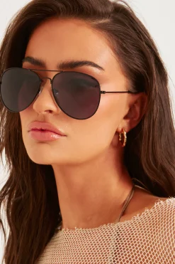 Shop Brielle Black Aviator Sunglasses Women Sunglasses