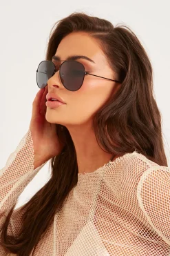 Shop Brielle Black Aviator Sunglasses Women Sunglasses
