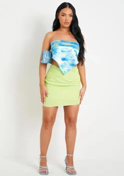 Bronte Blue Printed Satin Bandana Scarf Top^Missy Empire Sale