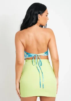 Bronte Blue Printed Satin Bandana Scarf Top^Missy Empire Sale
