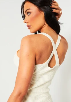 Discount Brooke Cream Cross Back Knitted Mini Dress Women Dresses