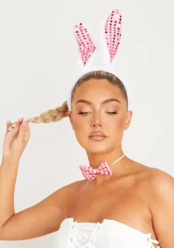 Clearance Cady White 3Pc White Fluffy Bunny Costume Set Women Hair Accessories