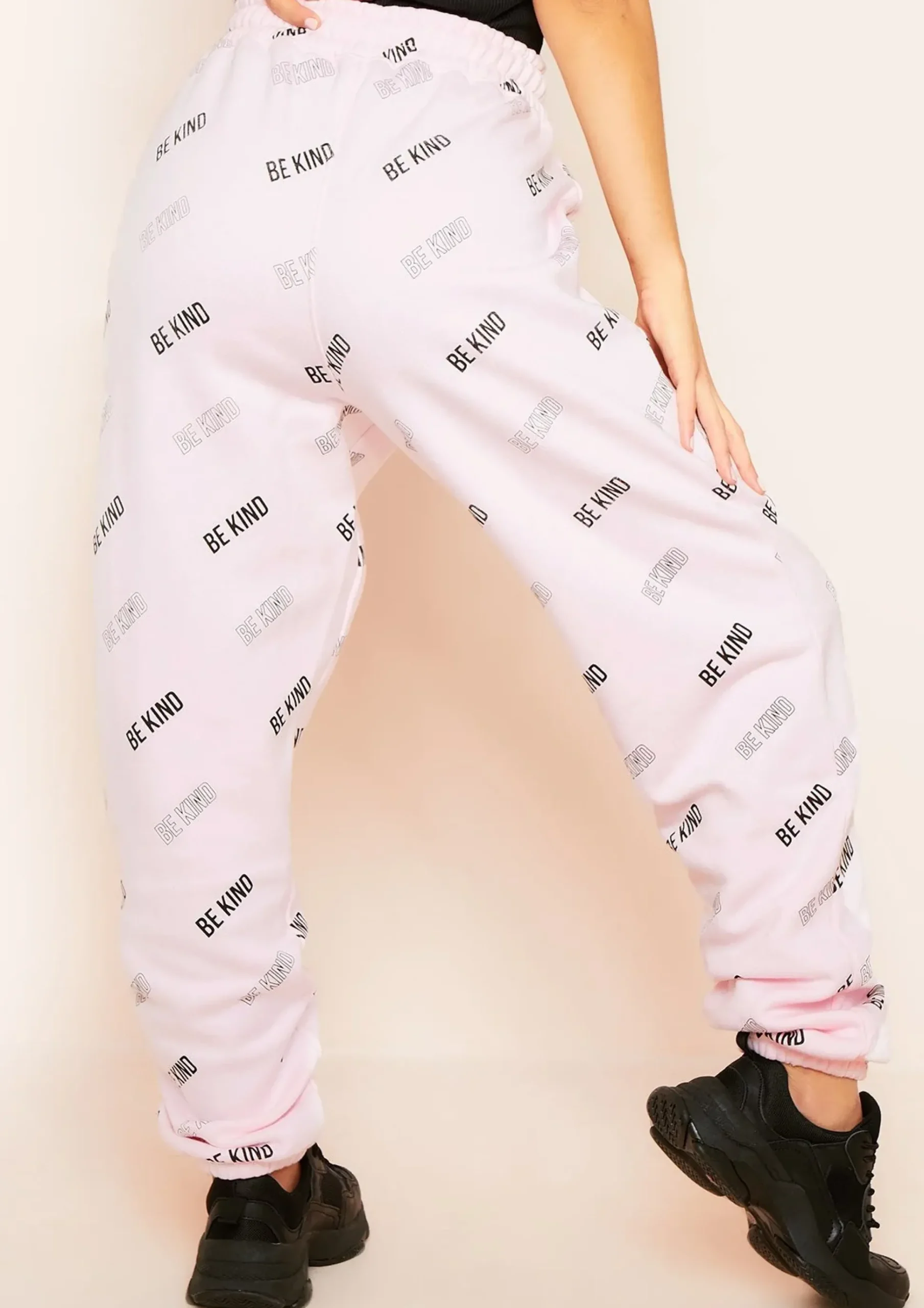 Store Candice Pink Be Kind Repetitive Text Oversized Joggers Women Loungewear