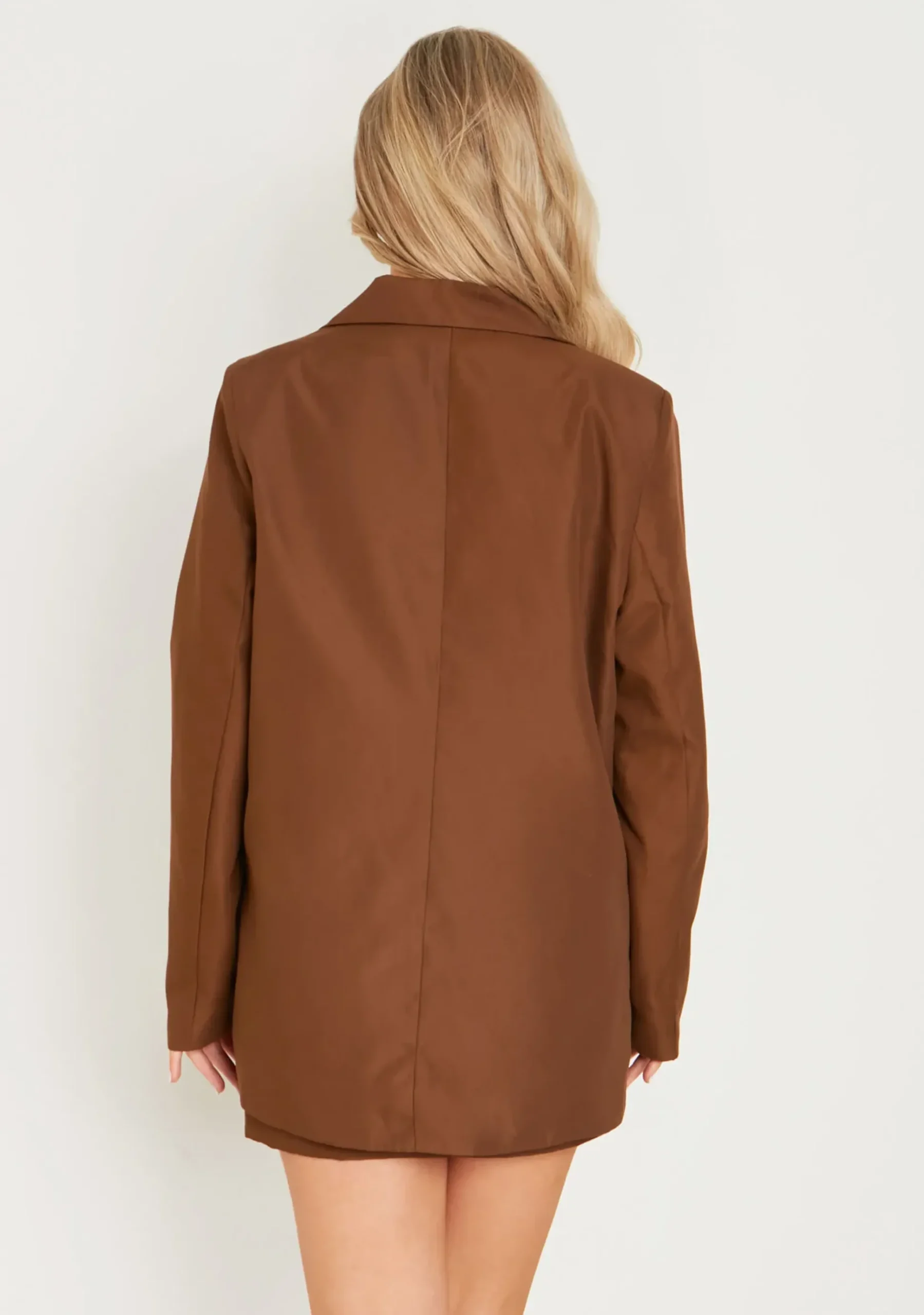 Carmela Chocolate Longline Pocket Detail Blazer^Missy Empire Best Sale