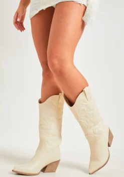 Outlet Carmella Beige Cowboy Boots Women Boots