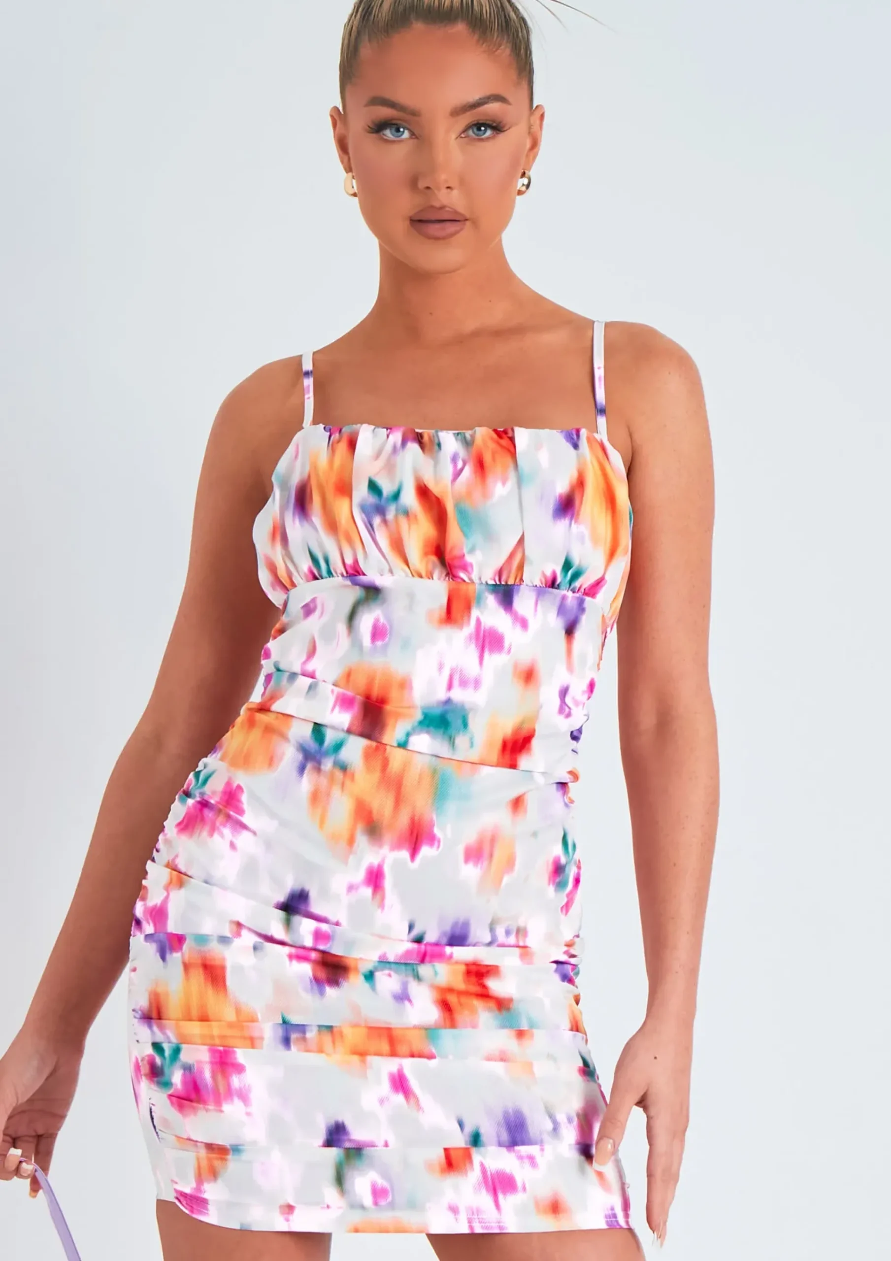 Hot Carrie Abstract Print Mini Dress Women Dresses