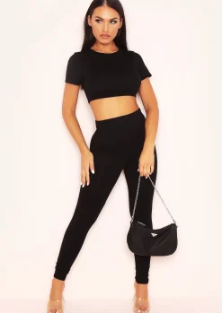 Flash Sale Carrie Black High Waisted Basic Jersey Leggings Women Leggings