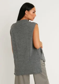 Cassey Charcoal Knitted Vest Top^Missy Empire Outlet