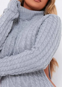 Best Sale Cecilia Grey Cut Out Knitted Dress Women Dresses