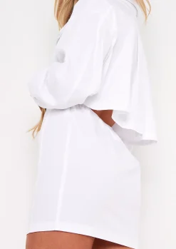 Best Cecilia White Pocket Front Back Detail Shirt Dress Women Dresses