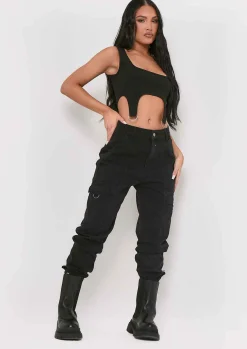 Chaka Black D Ring Corset Crop Top^Missy Empire Fashion