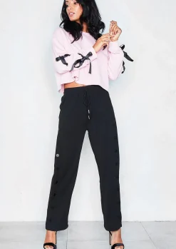 Best Chantelle Black Button Detail Trousers Women Trousers