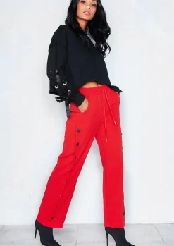 New Chantelle Red Button Detail Trousers Women Trousers
