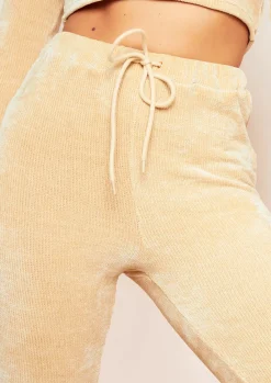 Clearance Charla Beige Chenille Drawstring Joggers Women Loungewear