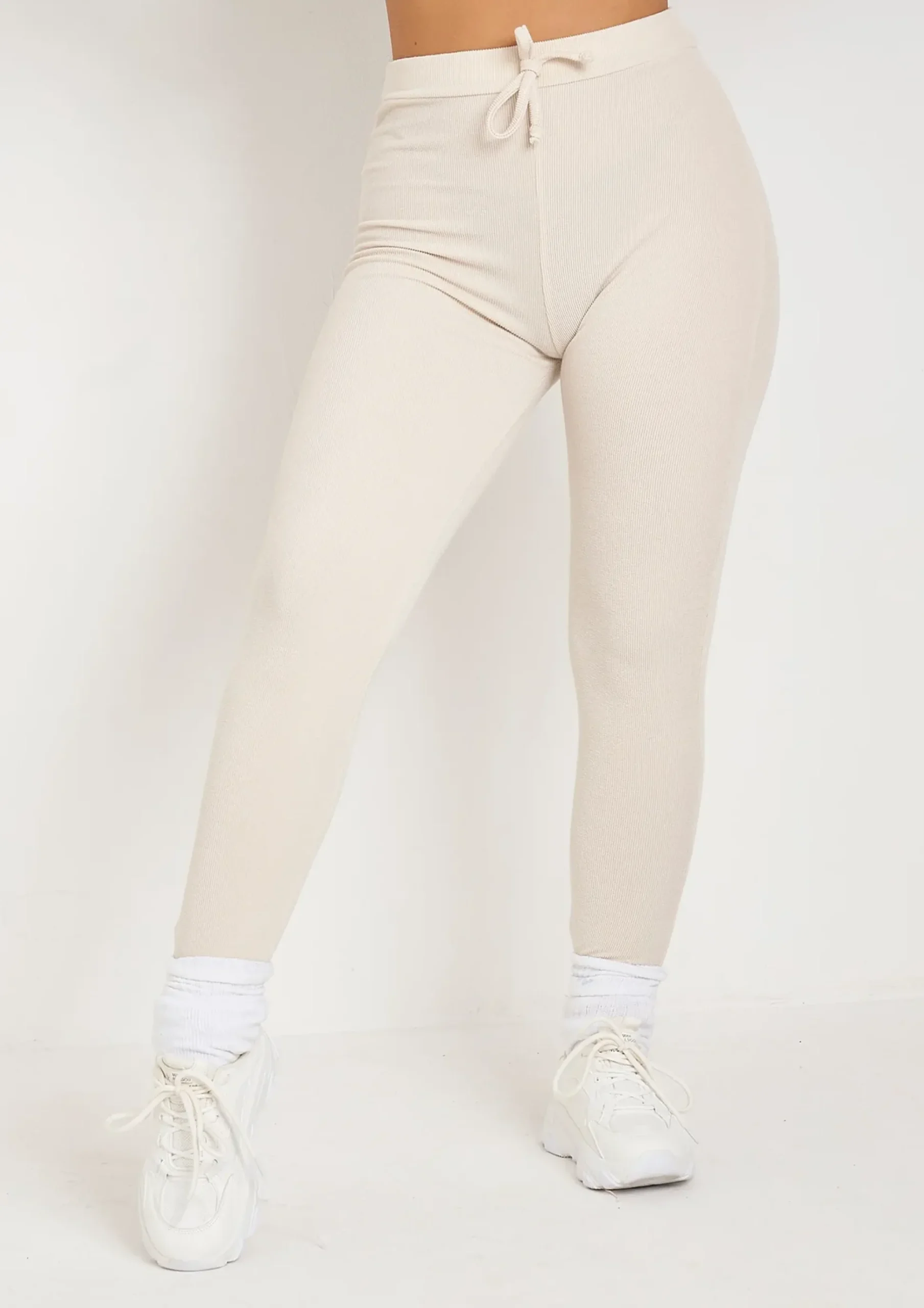 Online Charli Cream Ribbed Leggings Women Loungewear