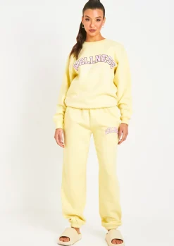 Best Charlie Lemon Yellow Wellness Slogan Jogger Co-Ord Women Tracksuits