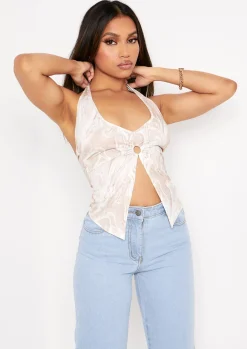 Chelsea Stone Print Halterneck Ring Top^Missy Empire Store