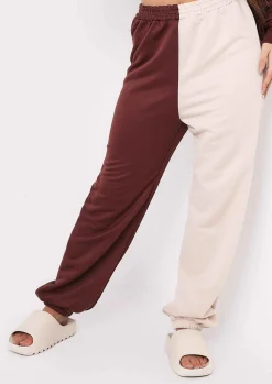 Flash Sale Cheryl Chocolate Beige Two Colour Splice Jogger Women Tracksuits