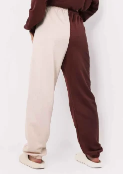 Flash Sale Cheryl Chocolate Beige Two Colour Splice Jogger Women Tracksuits
