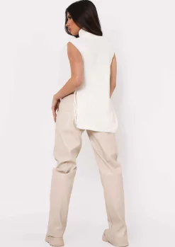 Cheryl Cream Knitted Roll Neck Tie Side Vest^Missy Empire Flash Sale