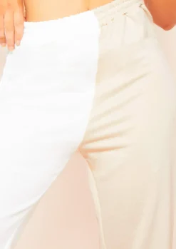 Cheryl White Beige Two Colour Splice Jogger^Missy Empire Fashion