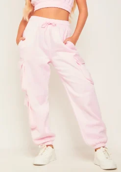 Store Chloe Baby Pink Cropped Cargo Tracksuit Set Women Tracksuits