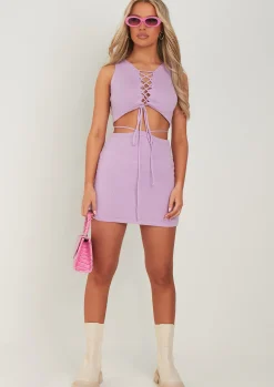 Cindy Lilac Knitted Mini Skirt^Missy Empire Fashion