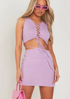 Cindy Lilac Knitted Mini Skirt^Missy Empire Fashion