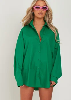 Clara Green Thick Cotton Oversized Shirt^Missy Empire Discount