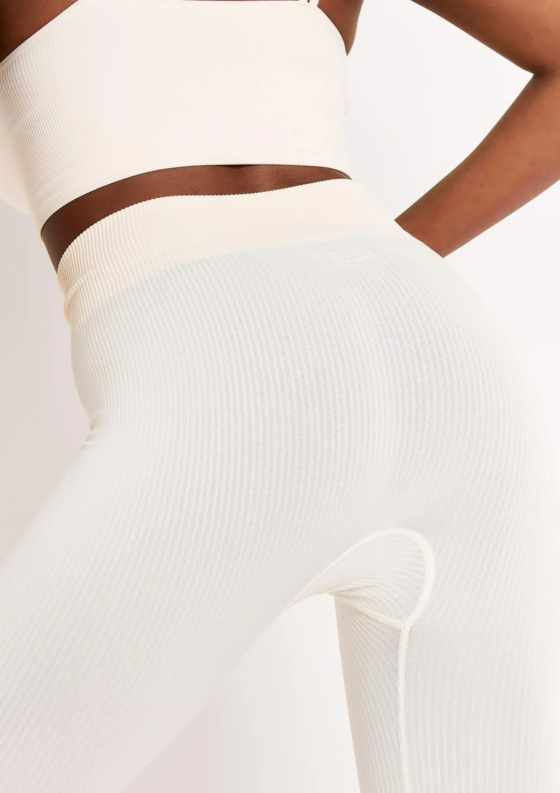 Best Sale Cyndi Cream Seamless Ribbed High Waisted Leggings Women Seamless & Shapewear