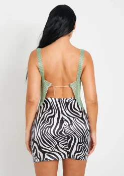 Cynthia Green Chainmail Strappy Crop Top^Missy Empire Discount