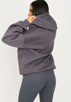 Online Dani Charcoal Ski Paradise Embroidered Oversized Zip Through Hoodie Women Loungewear